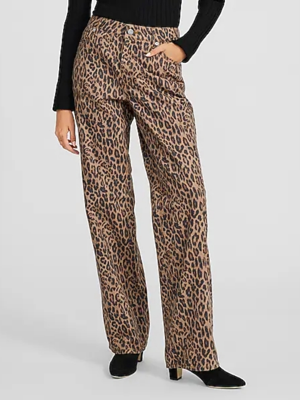 Express Relaxed Straight Leopard Print Jeans